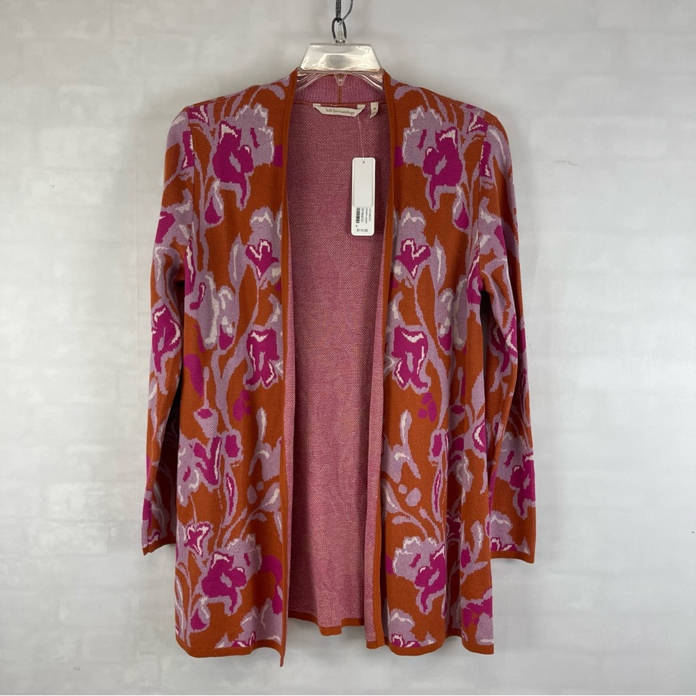 Soft Surroundings Lelie Enchanted Lavender Floral Jacquard Cardigan M NWT